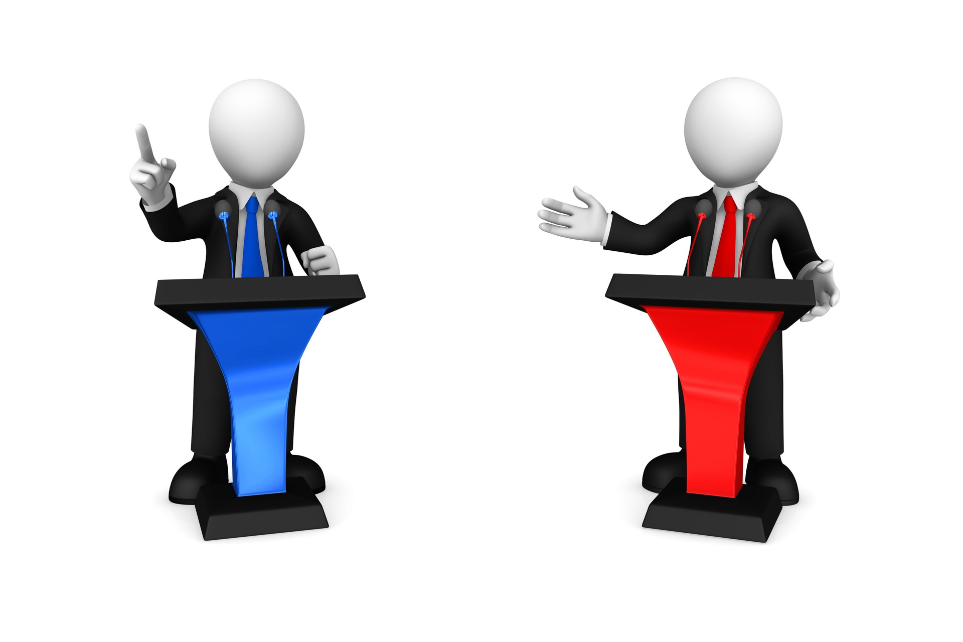 3d business people speaking from tribune